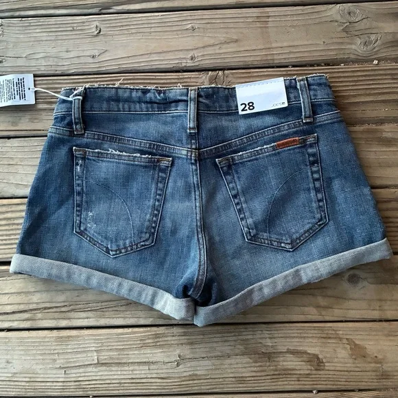 New Joe’s Jeans Gessa Size 28 Distressed Short Blue Denim Shorts NWT - Picture 3 of 9
